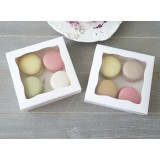 White Macaron Cookies Boxes 10x10x3cm ($2.00 X 12 units)
